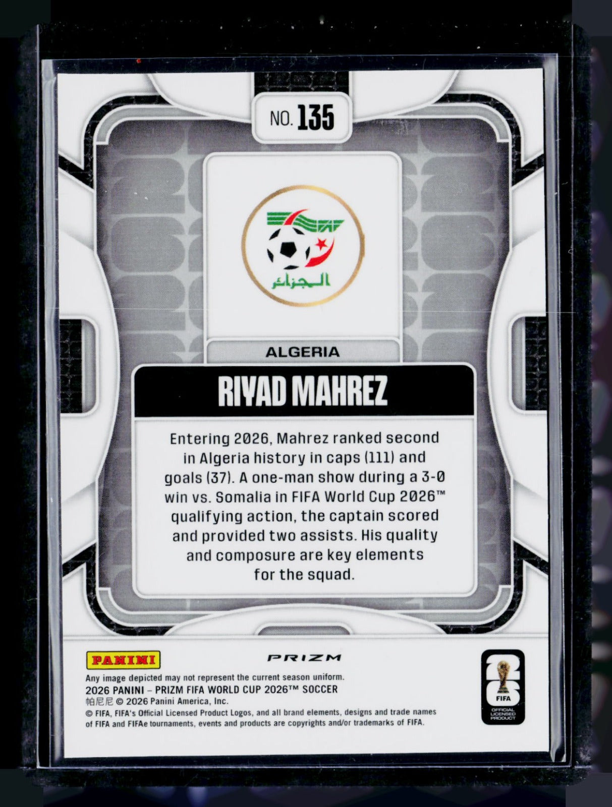Riyad Mahrez Panini Prizm FIFA World Cup - Rattlesnake Prizms 135 NM