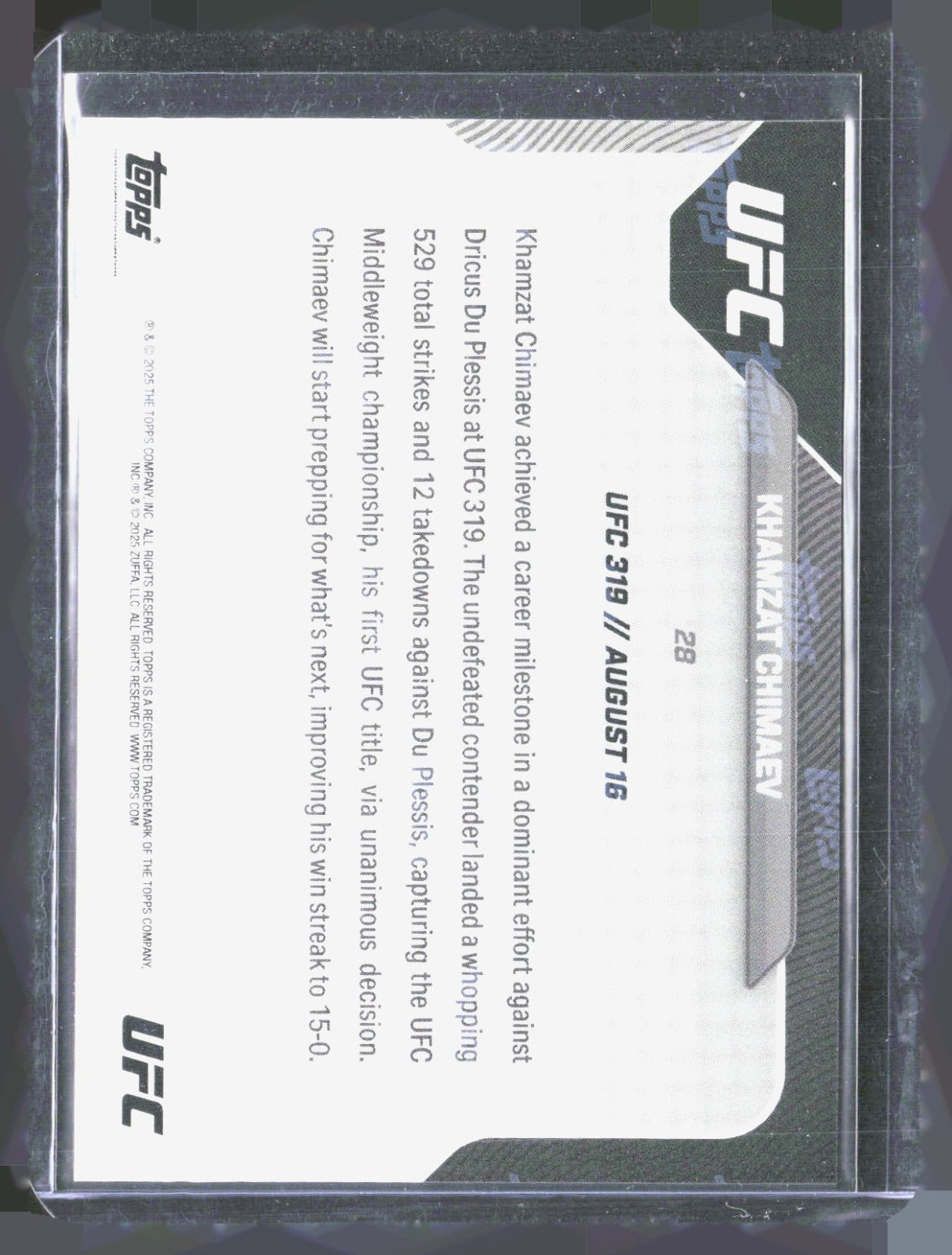 2024 Topps Now UFC Khamzat Chimaev 28 UFC