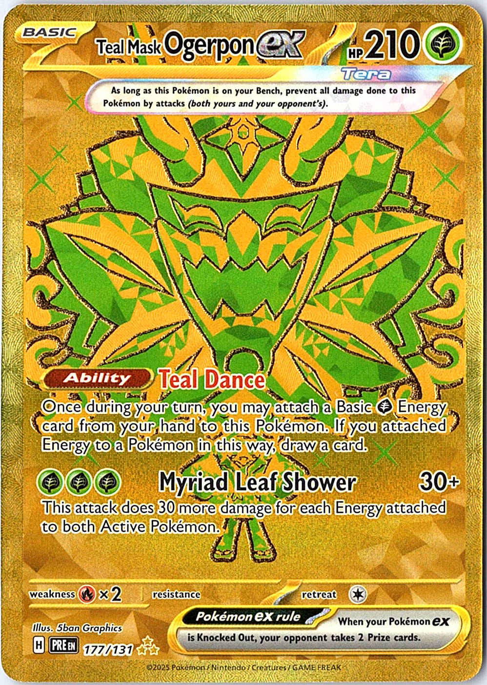 Teal Mask Ogerpon ex - Hyper Rare SV: Prismatic Evolutions 177/131 NM