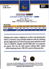 Stephen Curry Topps Chrome - X-Fractor 201 NM (Back)