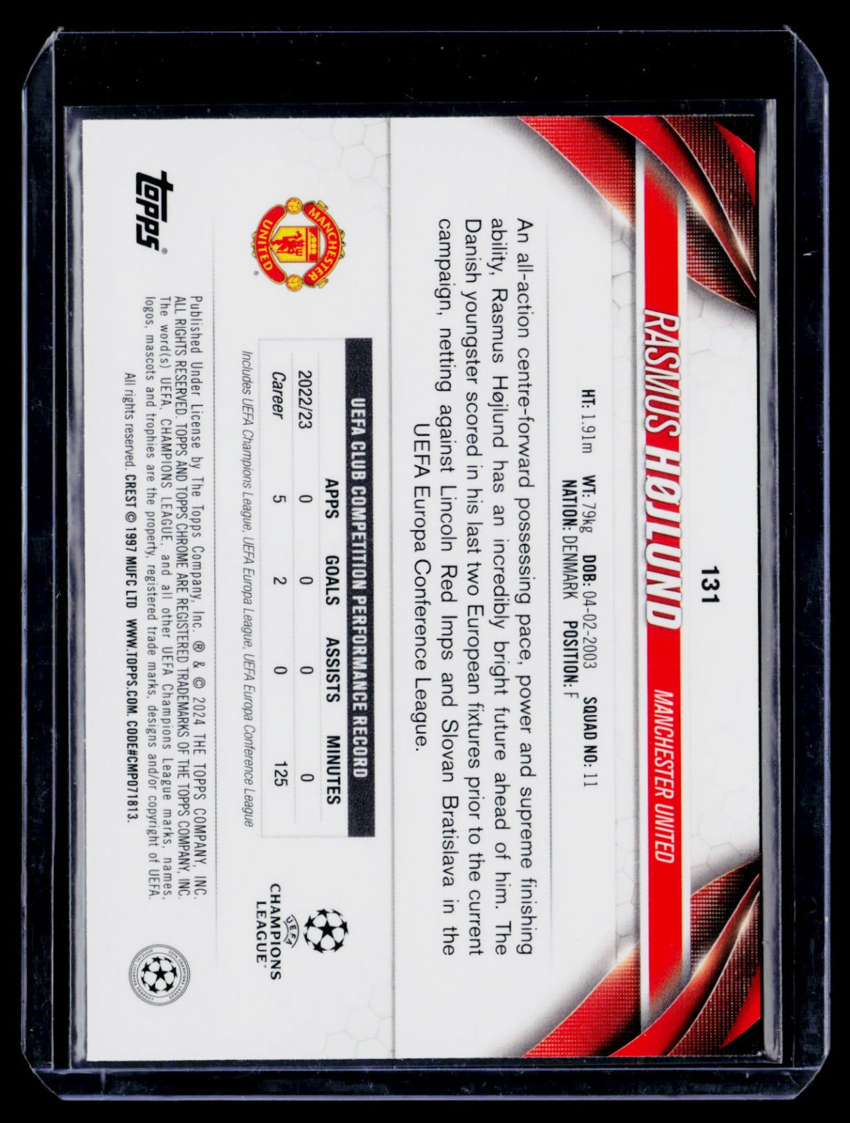 Rasmus Højlund Topps Chrome UEFA Club Competitions - Pink Geometric Refractor