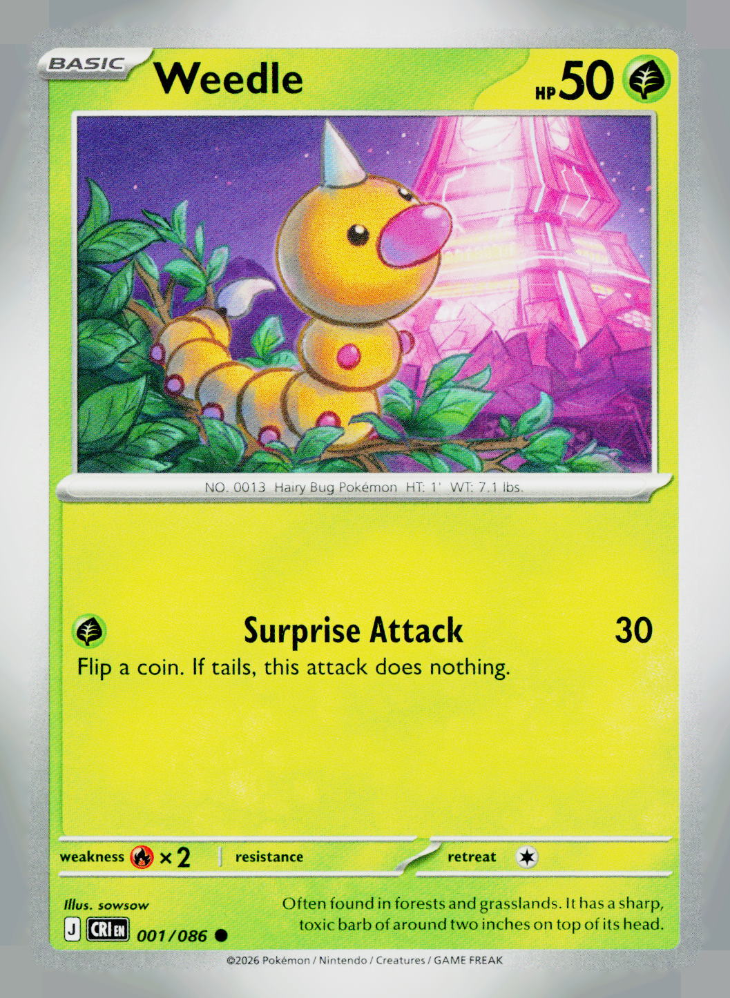 Weedle CRI 001/086 NM