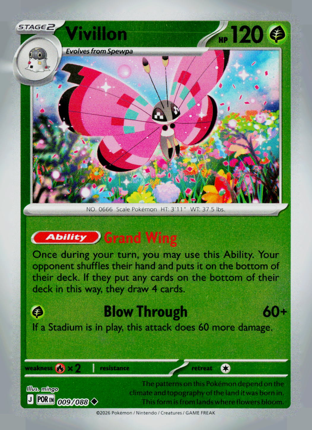 Vivillon POR 009/088 Reverse Holo NM