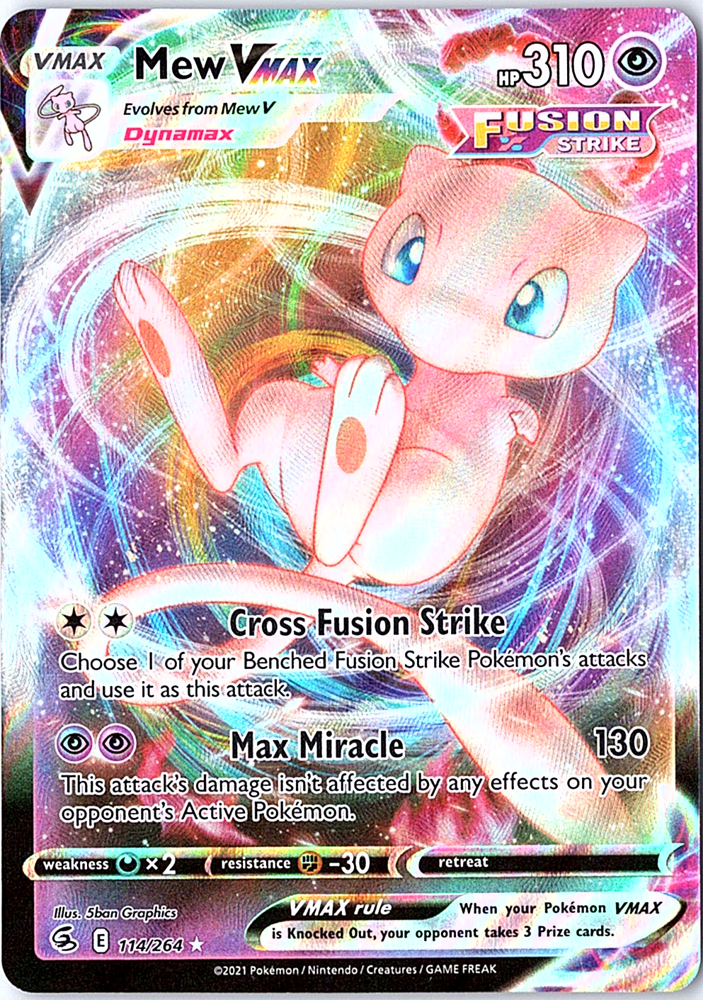 Mew VMAX Ultra Rare SWSH08: Fusion Strike 114/264 NM