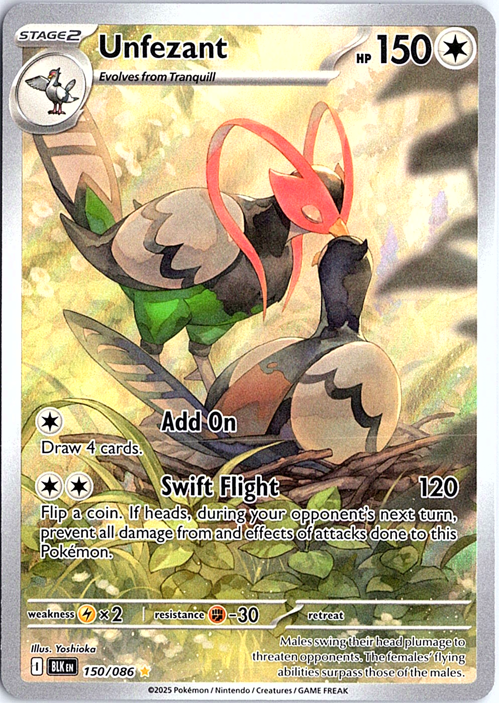 Unfezant Illustration Rare SV: Black Bolt 150/086 NM