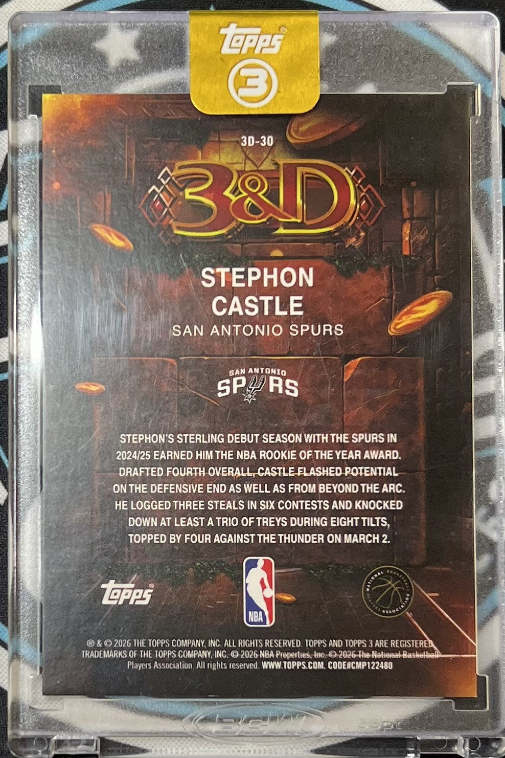 2025-26 Topps 3 - 3&D Red Stephon Castle 3D-30 /5