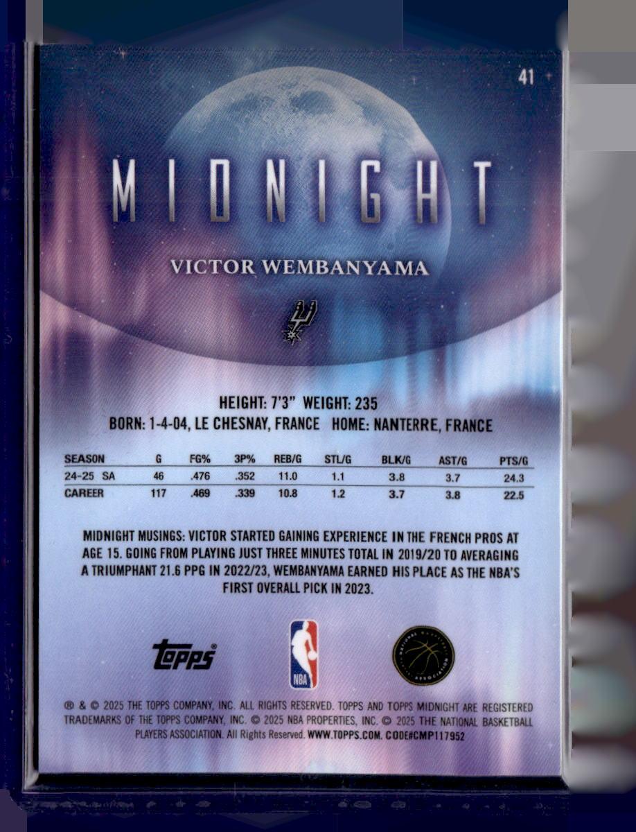 2025-26 Topps Midnight #41 Victor Wembanyama Morning #/149