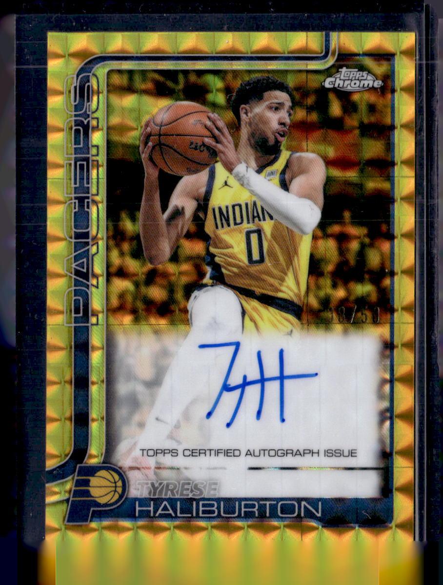 2025-26 Topps Chrome #TCA-TH Tyrese Haliburton Chrome Autographs Geometric Gold Refractor #/50