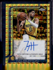 2025-26 Topps Chrome #TCA-TH Tyrese Haliburton Chrome Autographs Geometric Gold Refractor #/50