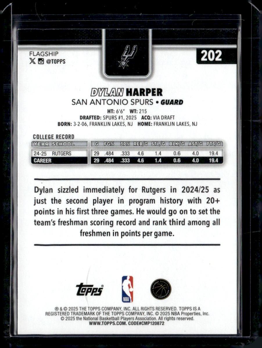 2025-26 Topps #202 Dylan Harper Holo Foil