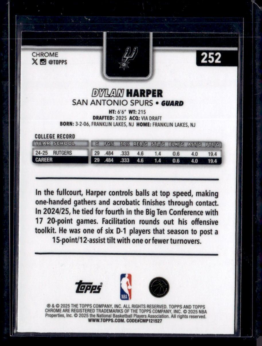 2025-26 Topps Chrome #252 Dylan Harper