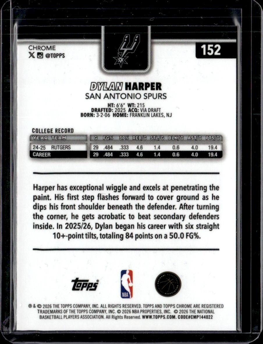 2025-26 Topps Chrome Update #152 Dylan Harper