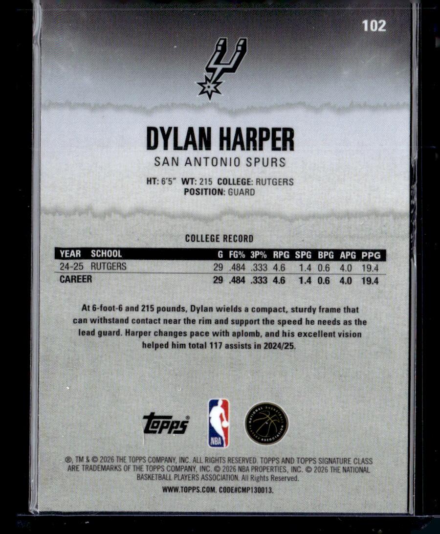 2025-26 Topps Signature Class #102 Dylan Harper