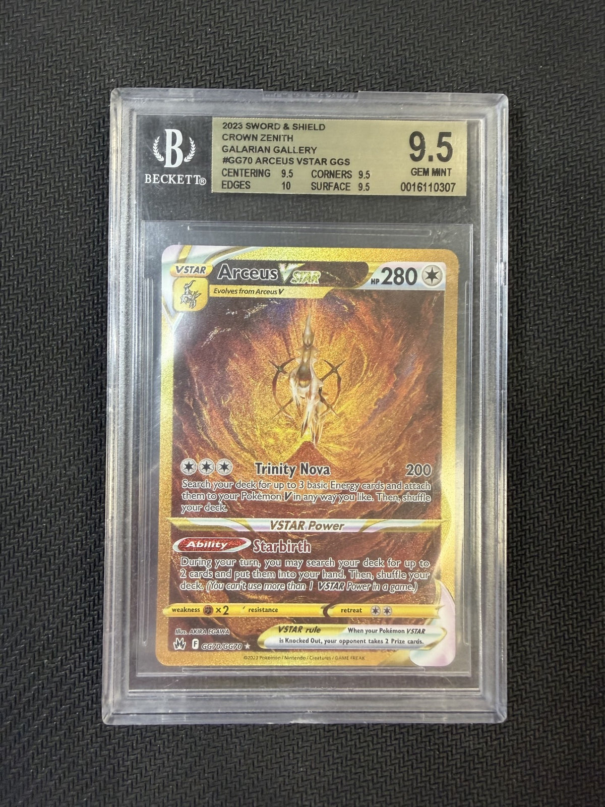 2023 Pokemon Sword and Shield Crown Zenith #GG70 Arceus VSTAR GGS BGS 9.5