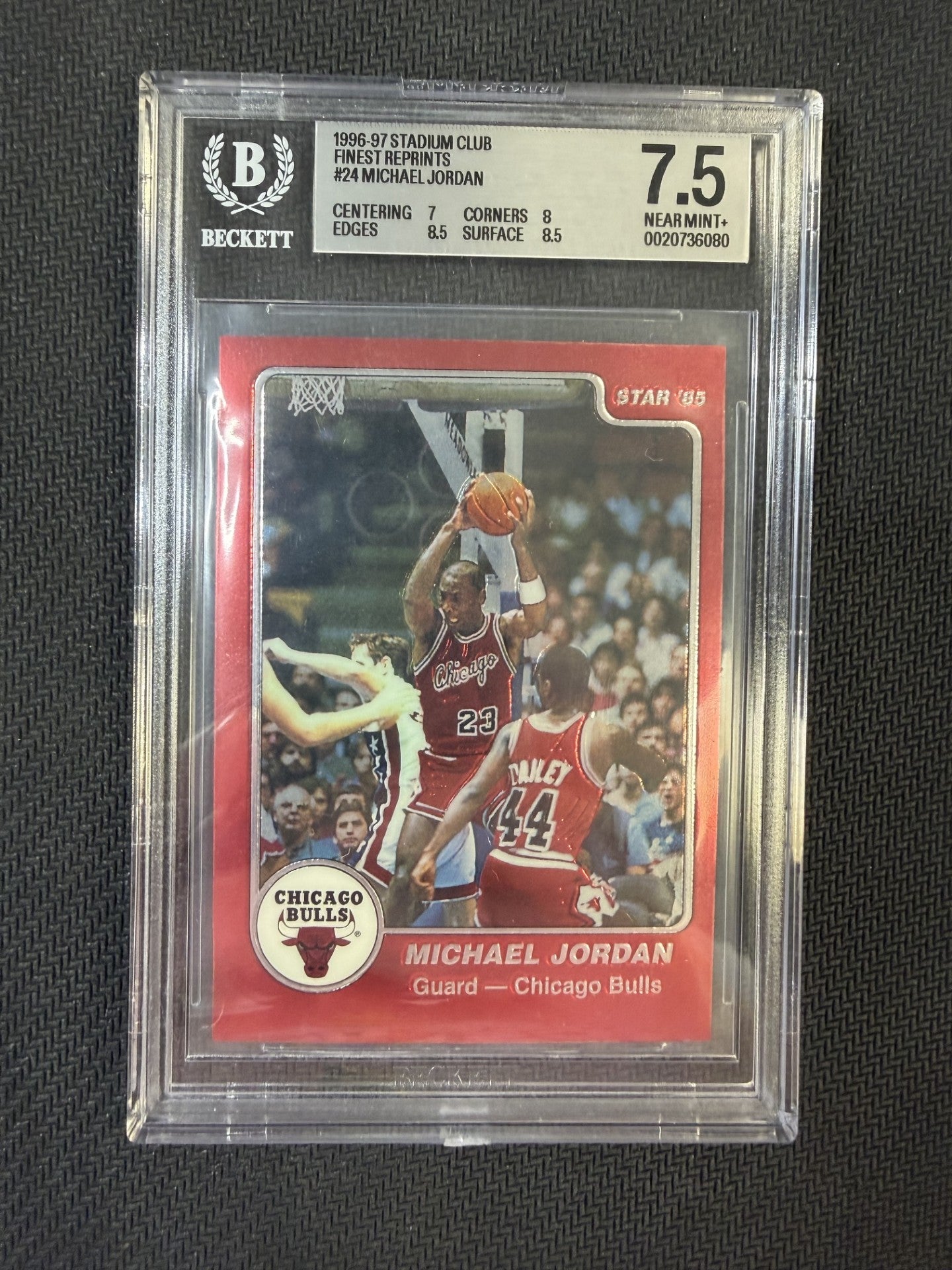 1996-97 Stadium Club #24 Michael Jordan Finest Reprints BGS 7.5