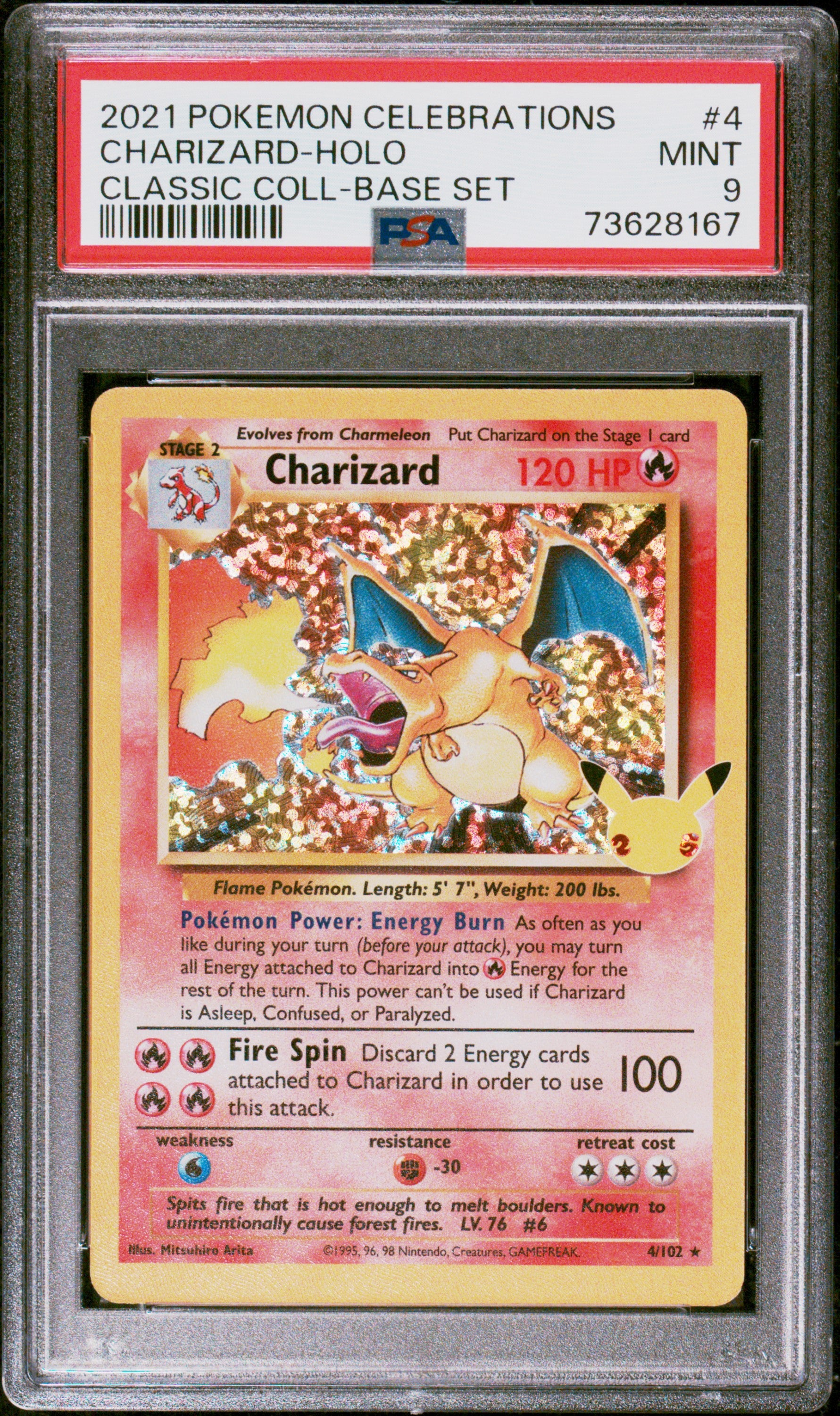 2021 Pokemon Celebrations Classic Collection #4 Charizard-Holo Base Set PSA 9