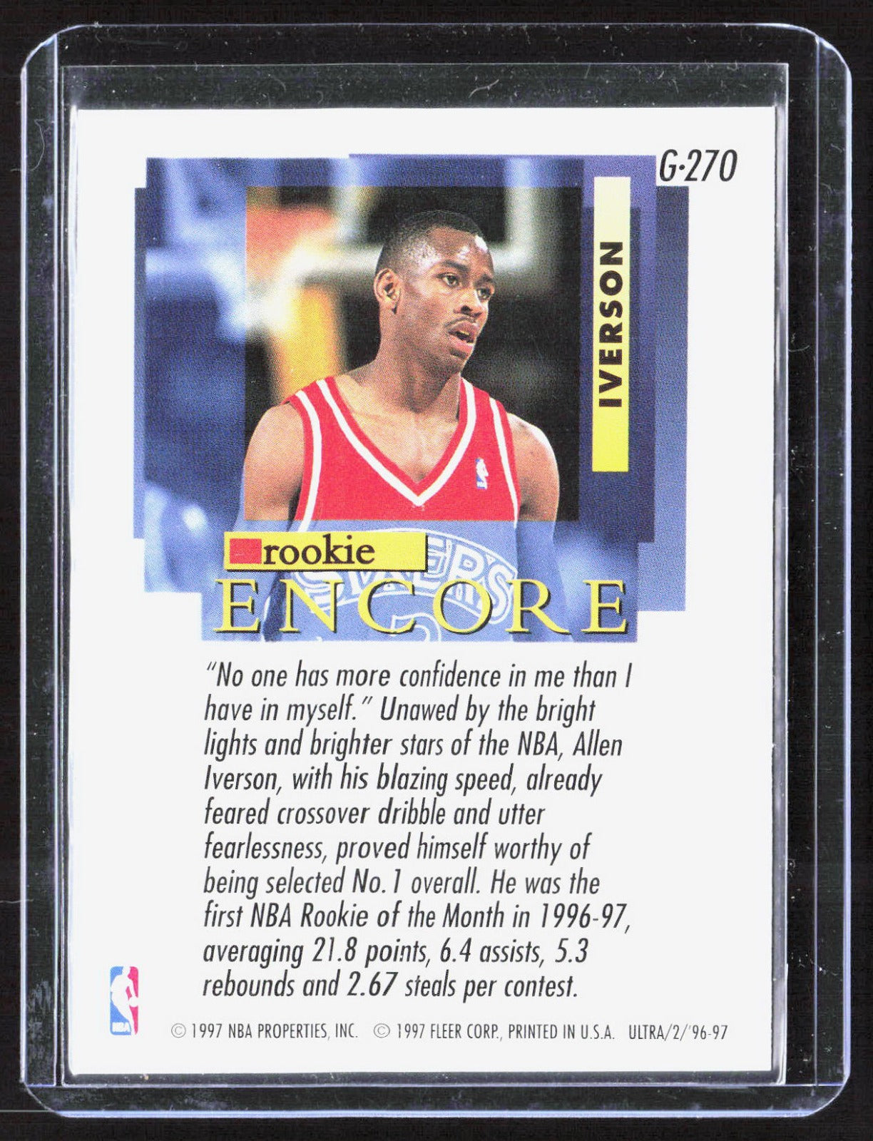 1996-97 Ultra - Gold Medallion Allen Iverson G-270 Basketball Philadelphia 76ers
