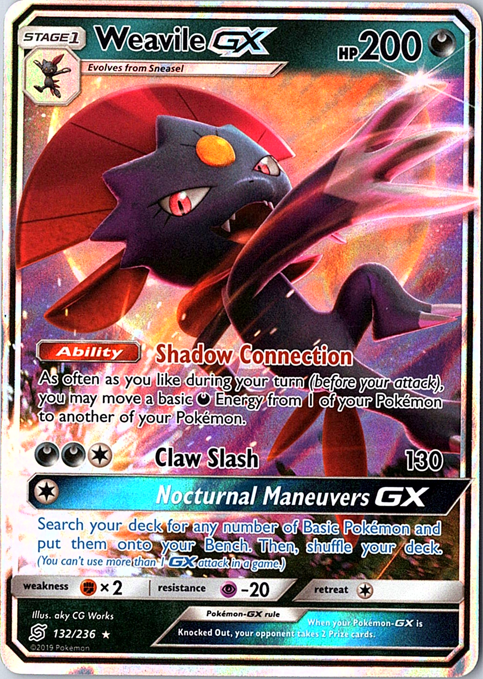 Weavile GX Ultra Rare SM - Unified Minds 132/236 NM