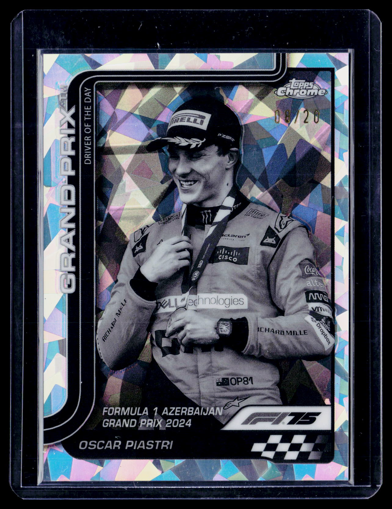 2025 Topps Chrome Sapphire Edition Formula 1 #138 Oscar Piastri Black & White Sapphire #/20