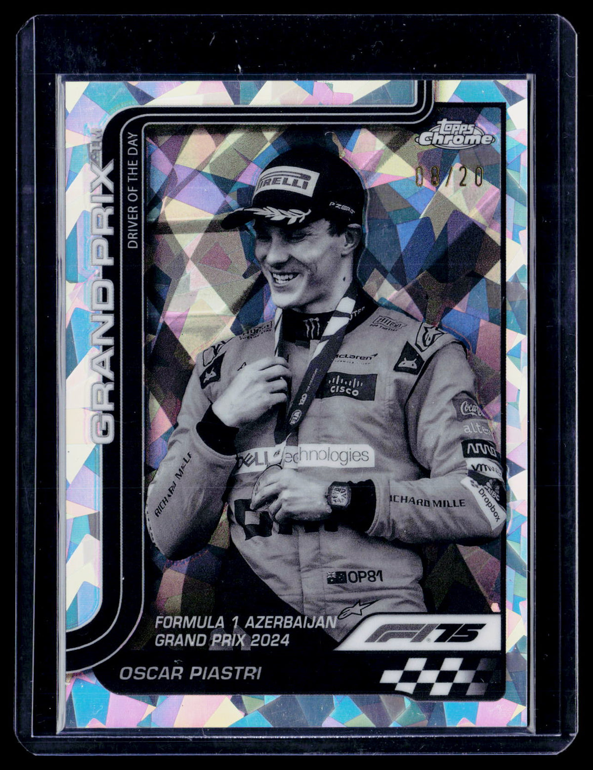 2025 Topps Chrome Sapphire Edition Formula 1 #138 Oscar Piastri Black & White Sapphire #/20