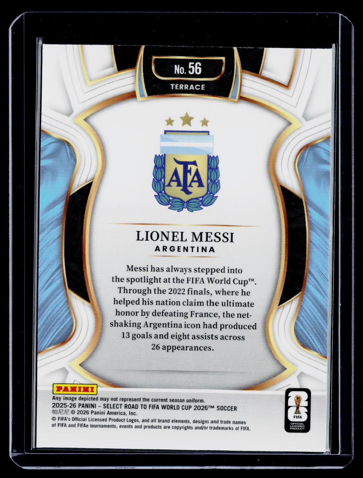 2025-26 Panini Select Road to FIFA World Cup #56 Lionel Messi
