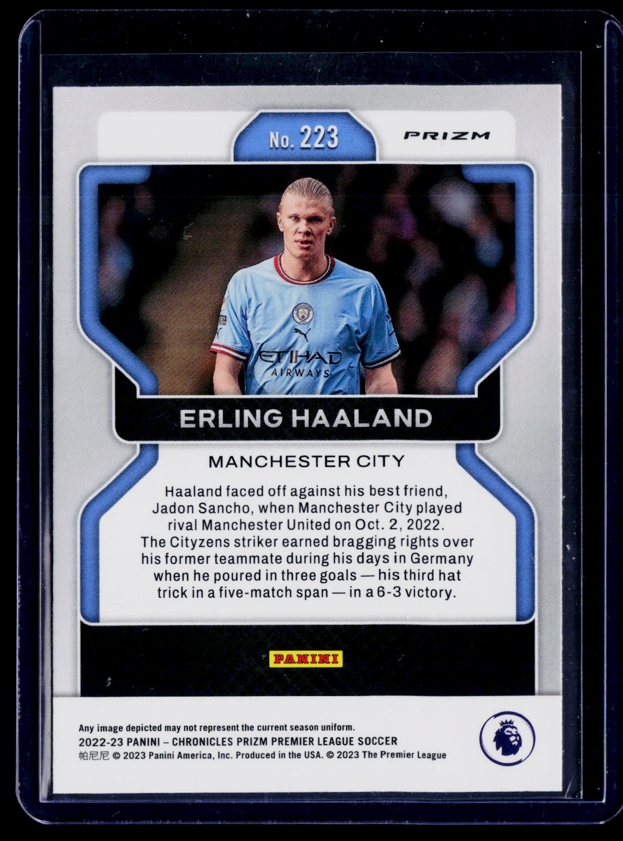 2022-23 Panini Chronicles - Prizm Premier League Purple Mojo #223 Erling Haaland