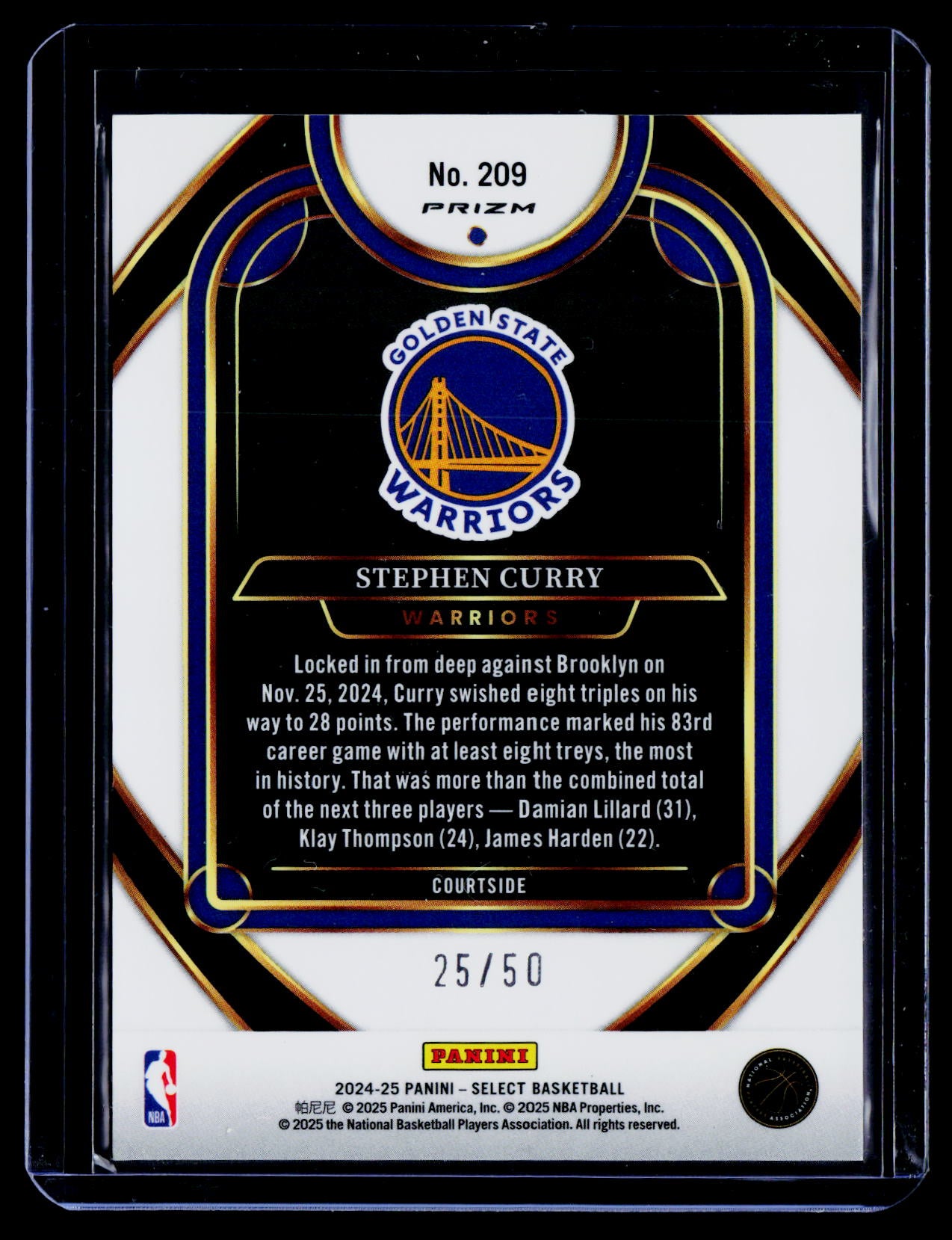 2024-25 Panini Select #209 Stephen Curry Green Wave Prizm #/50