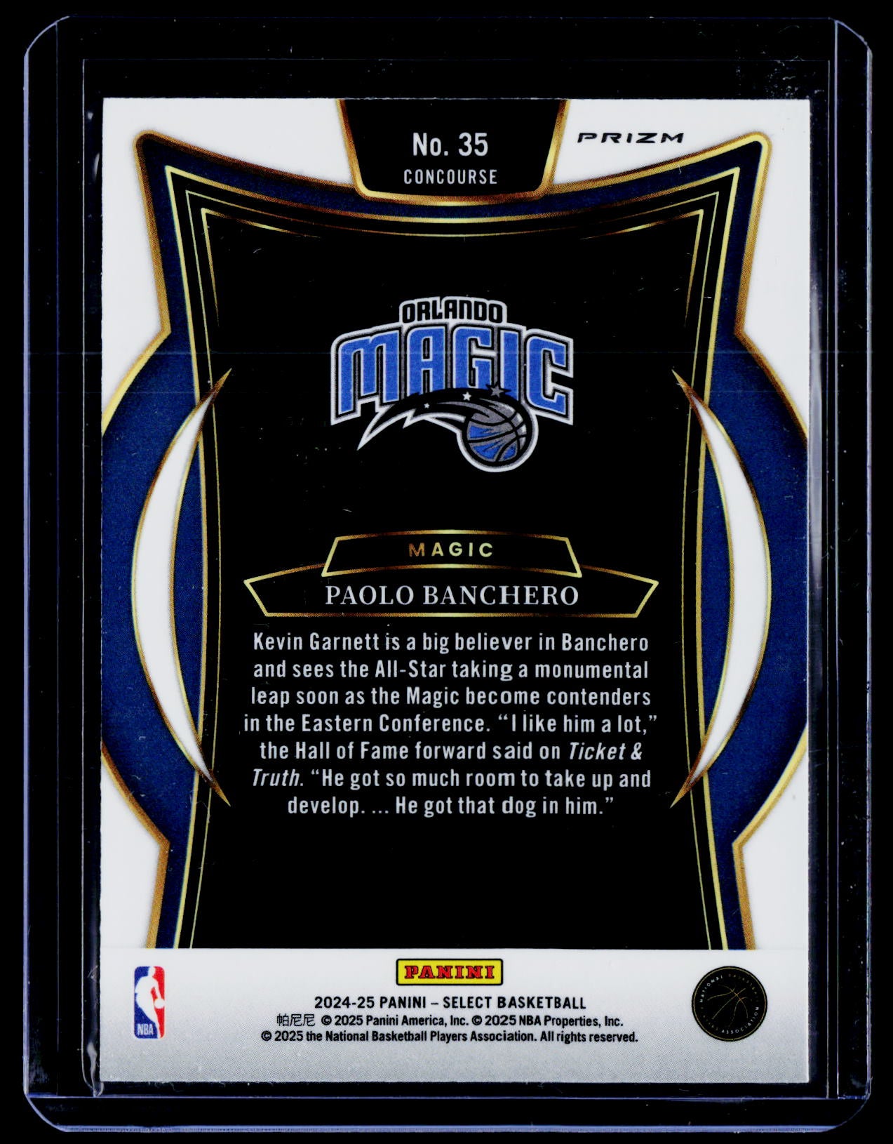 2024-25 Panini Select #35 Paolo Banchero Zebra Prizm