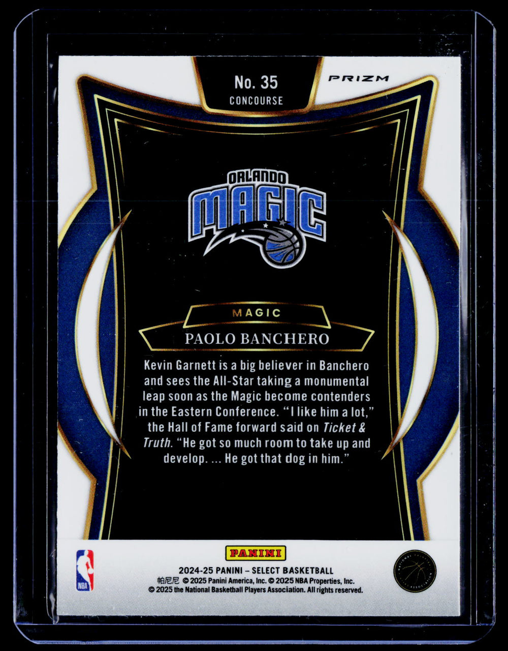 2024-25 Panini Select #35 Paolo Banchero Zebra Prizm