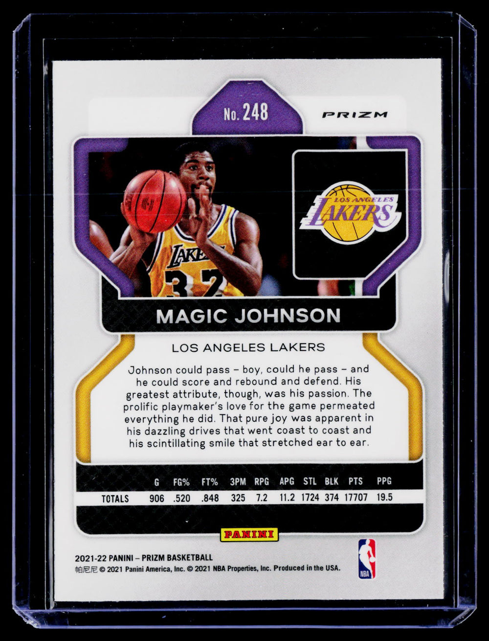2021-22 Panini Prizm #248 Magic Johnson White Sparkle