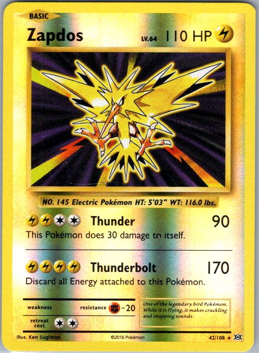Zapdos Holo Rare XY - Evolutions 42/108 NM