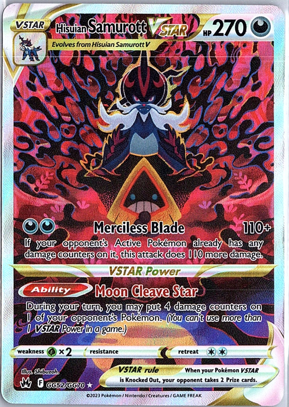 Hisuian Samurott VSTAR Ultra Rare Crown Zenith: Galarian Gallery GG52/GG70 NM