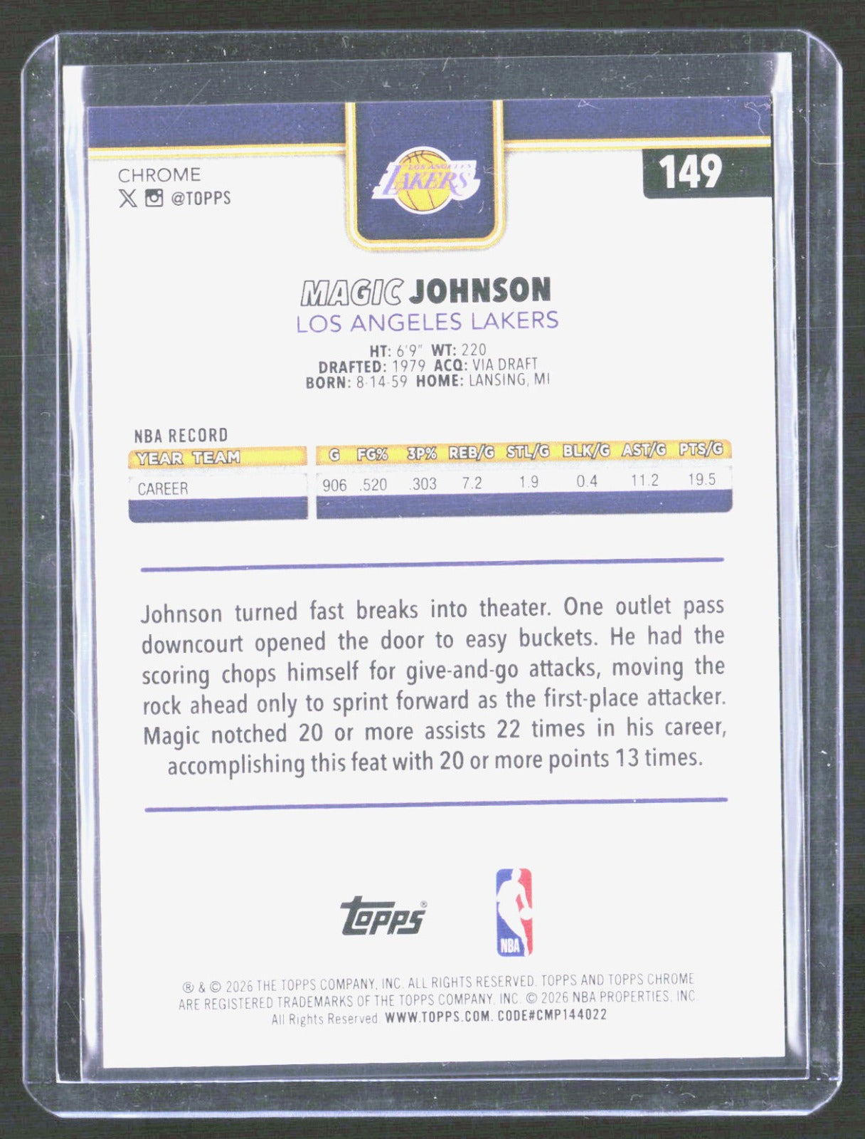 2025-26 Topps Chrome Update - Gold Geometric Refractor Magic Johnson 149 /50