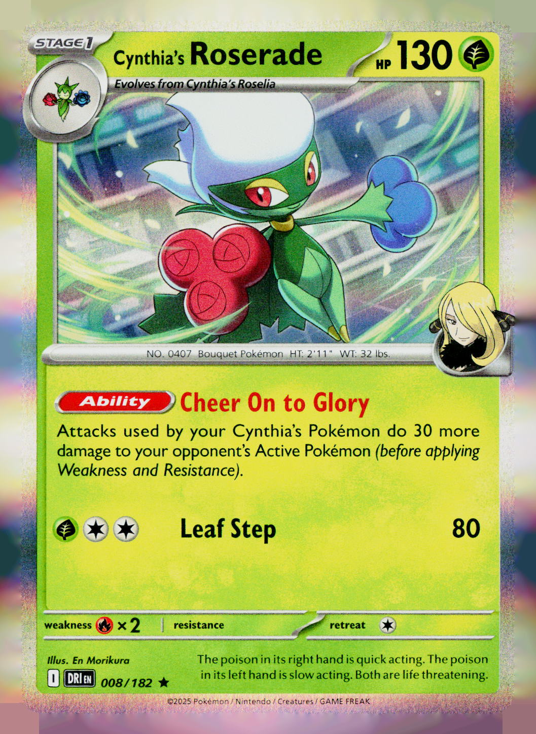 Cynthia's Roserade DRI 008/182 Holo NM