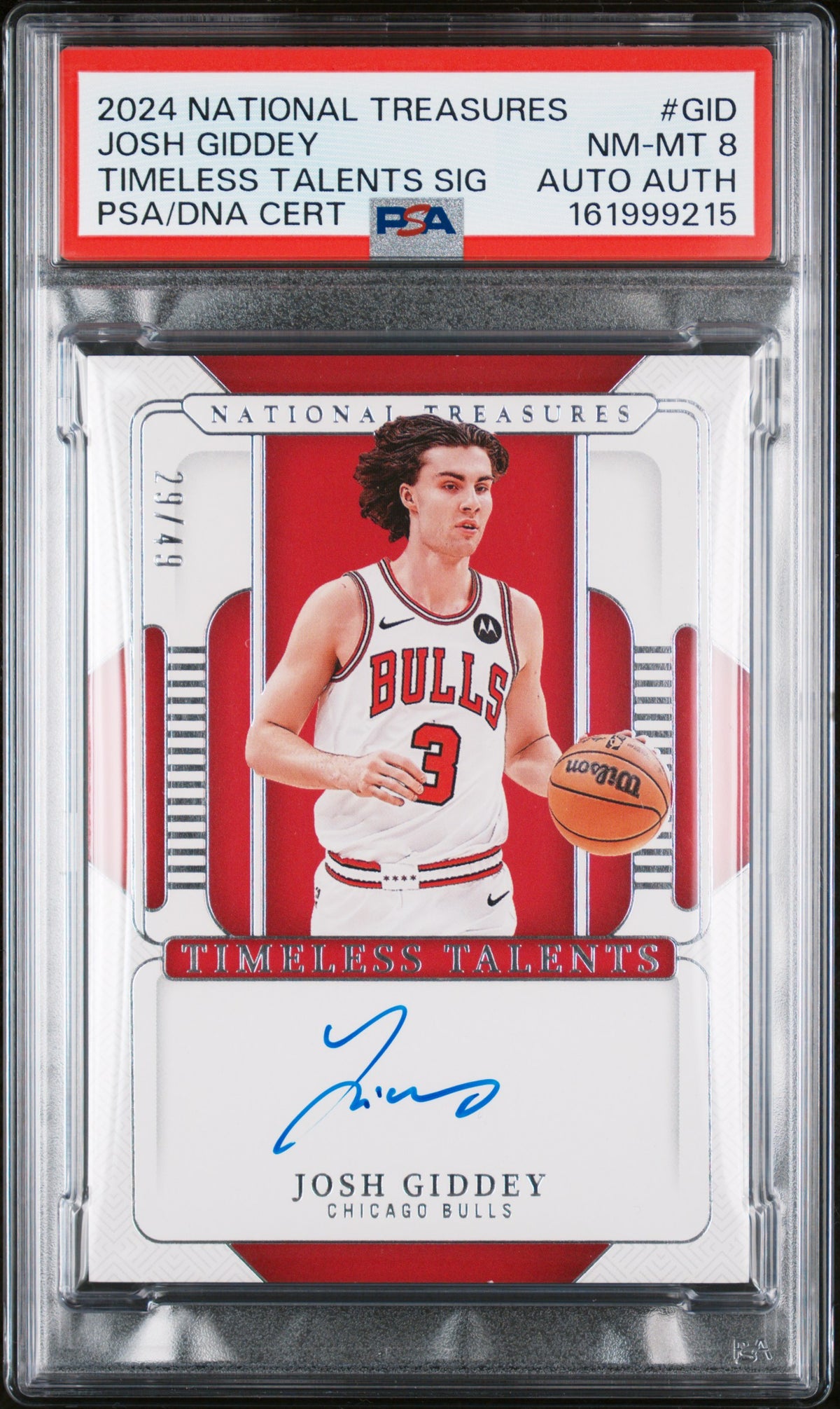 2024 Panini National Treasures Timeless Talents Signatures Josh Giddey PSA 8