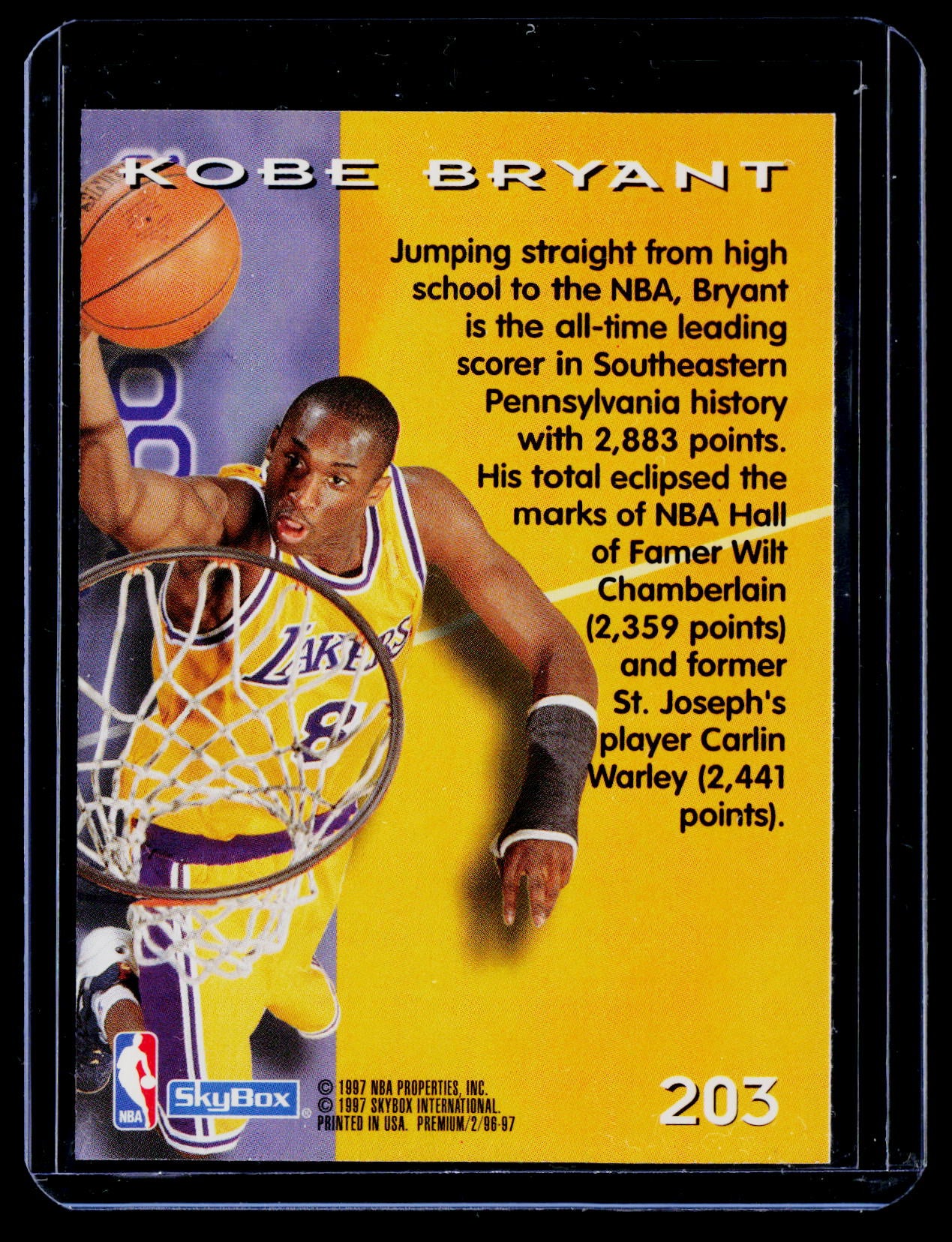 1996-97 SkyBox Premium #203 Kobe Bryant Rookie
