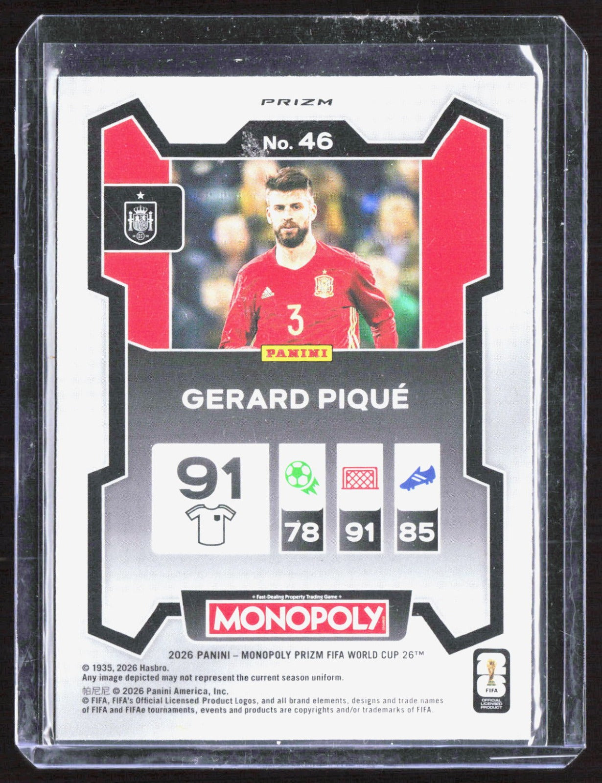 2026 Panini Prizm Monopoly FIFA WC Four Corners Blue Wave Prizms Gerard Piqué