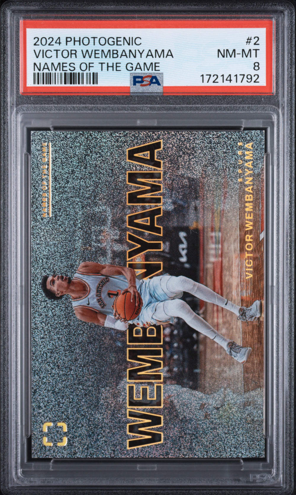 2024 Panini Photogenic Names Of The Game #2 Victor Wembanyama PSA 8