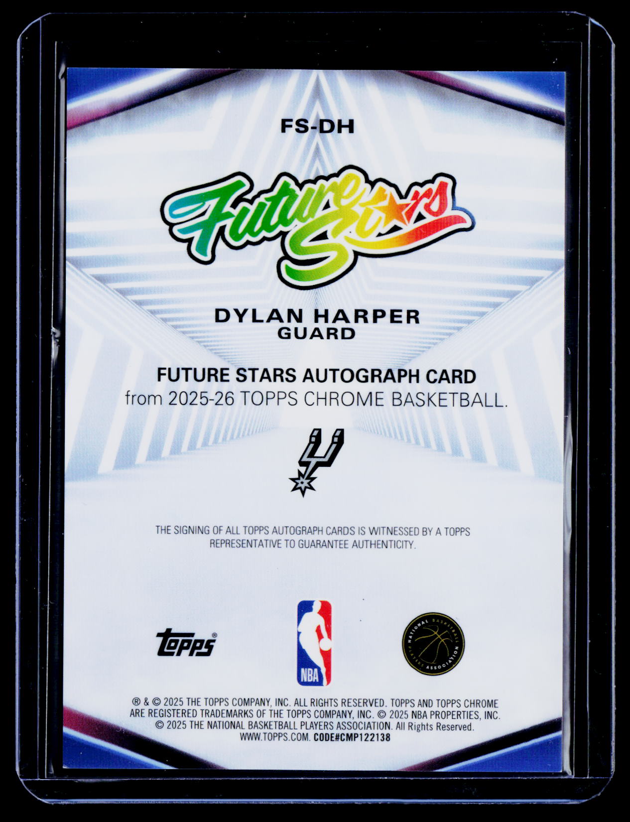 2025-26 Topps Chrome #FS-DH Dylan Harper Future Stars Autographs Geometric Purple Refractor #/75