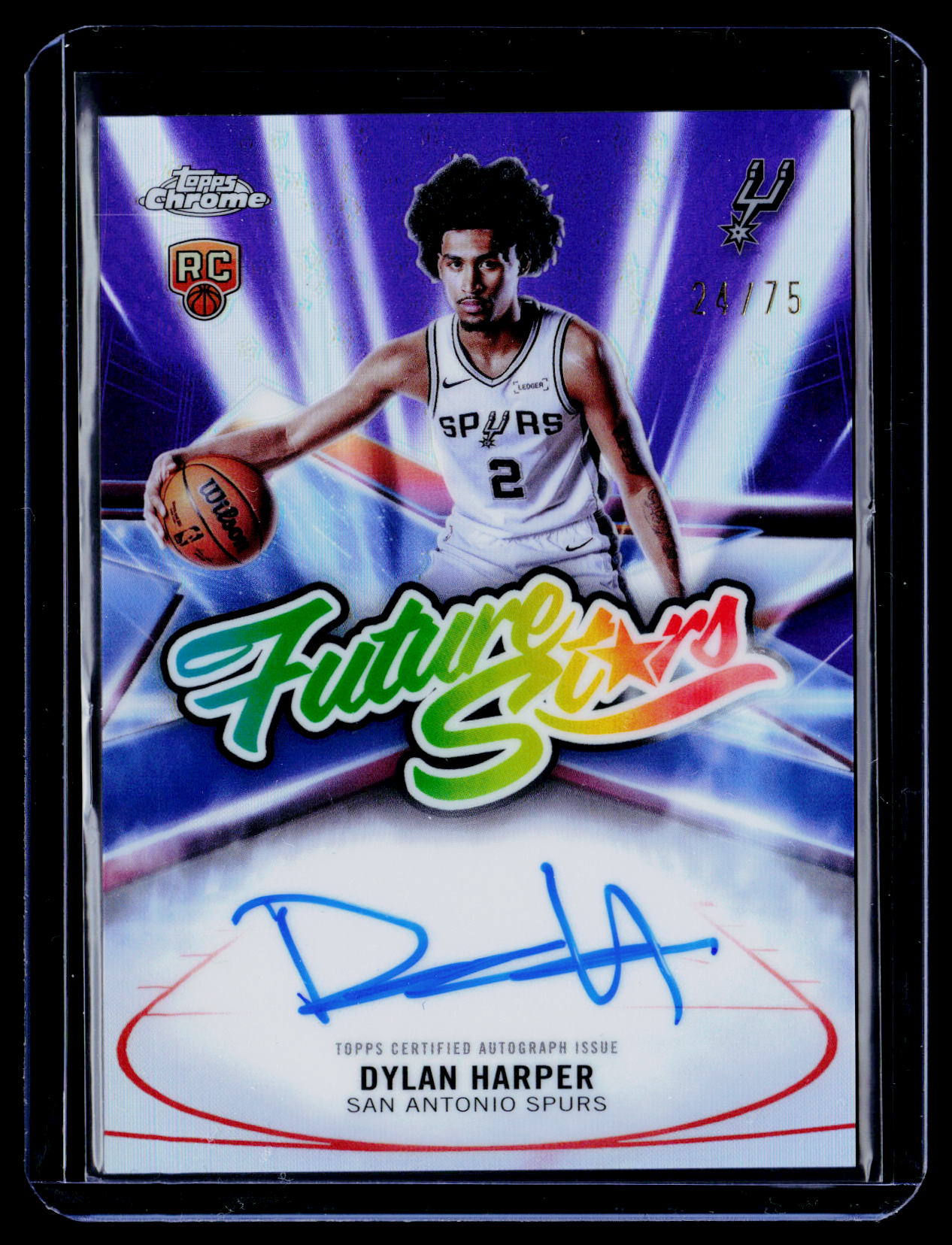 2025-26 Topps Chrome #FS-DH Dylan Harper Future Stars Autographs Geometric Purple Refractor #/75