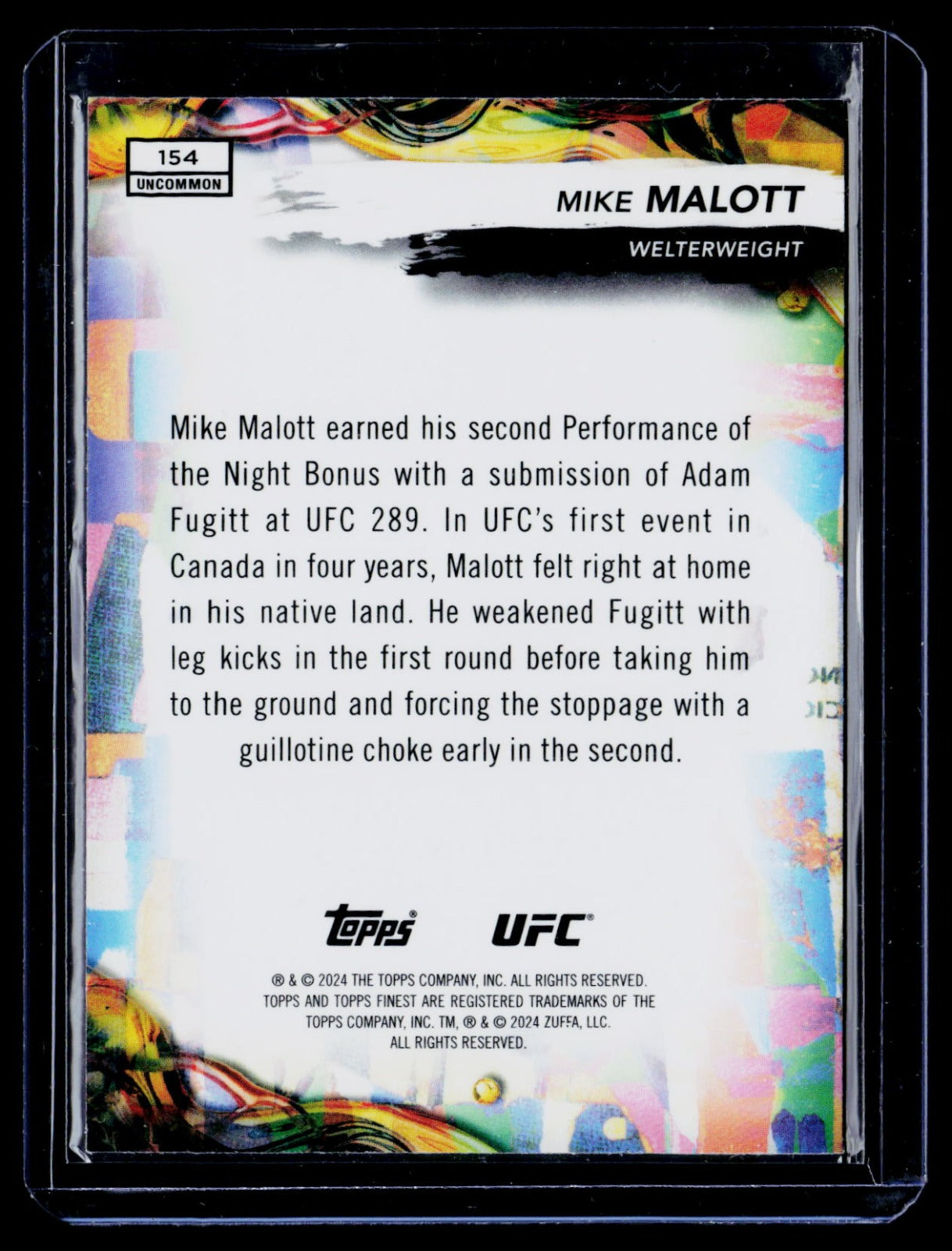 Mike Malott Topps Finest UFC - Yellow Glitter Refractors 154 NM