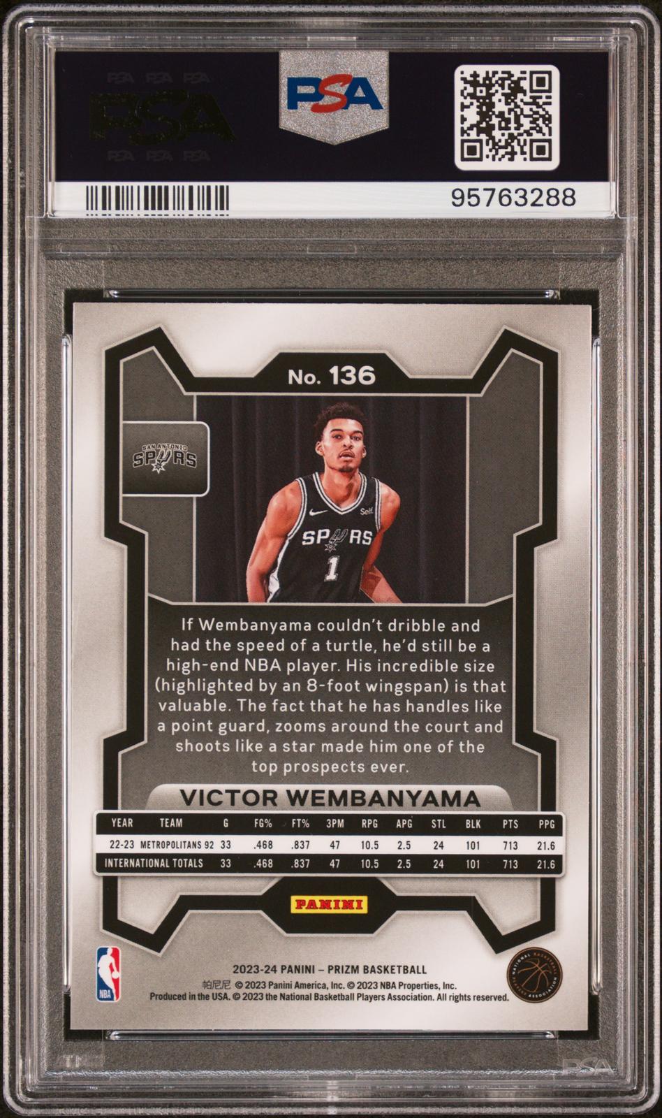 2023 Panini Prizm #136 Victor Wembanyama PSA 10