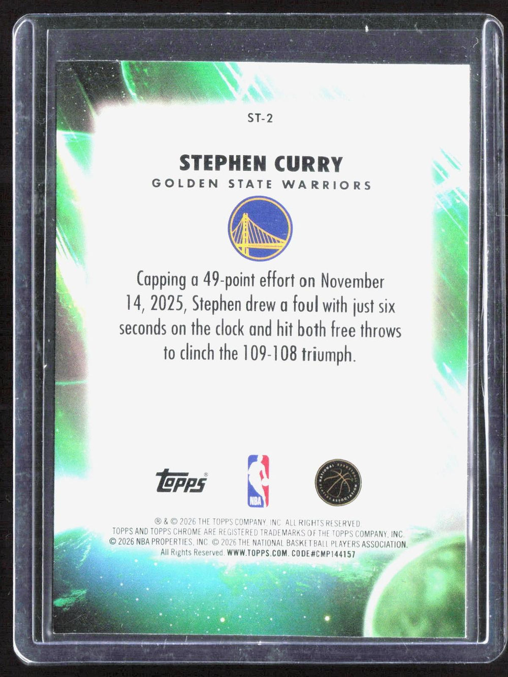 2025-26 Topps Chrome Update #ST-2 Stephen Curry Stratospheric Stars Green Refractor #/99
