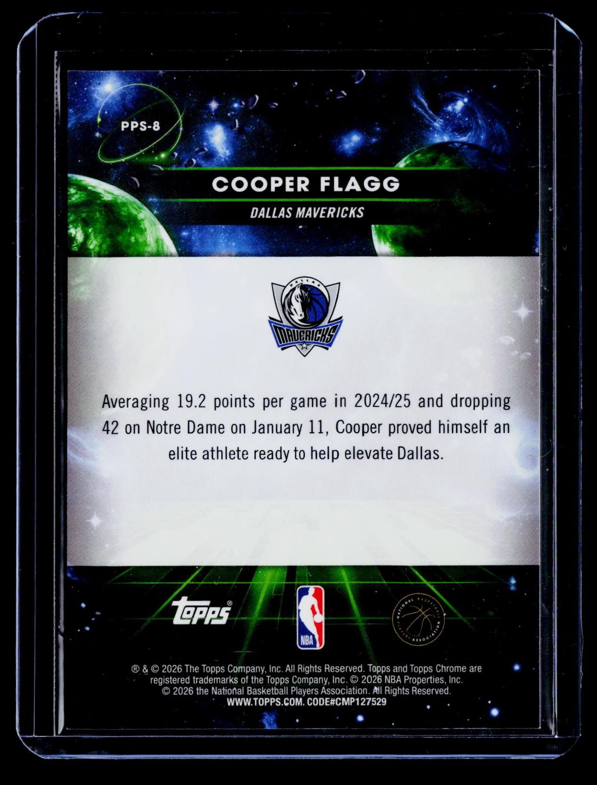 2025-26 Topps Chrome Cosmic #PPS-8 Cooper Flagg Planetary Pursuit Sun