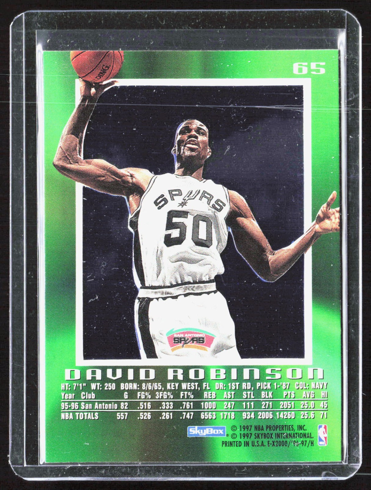 1996-97 E-X2000 David Robinson 65 Basketball San Antonio Spurs