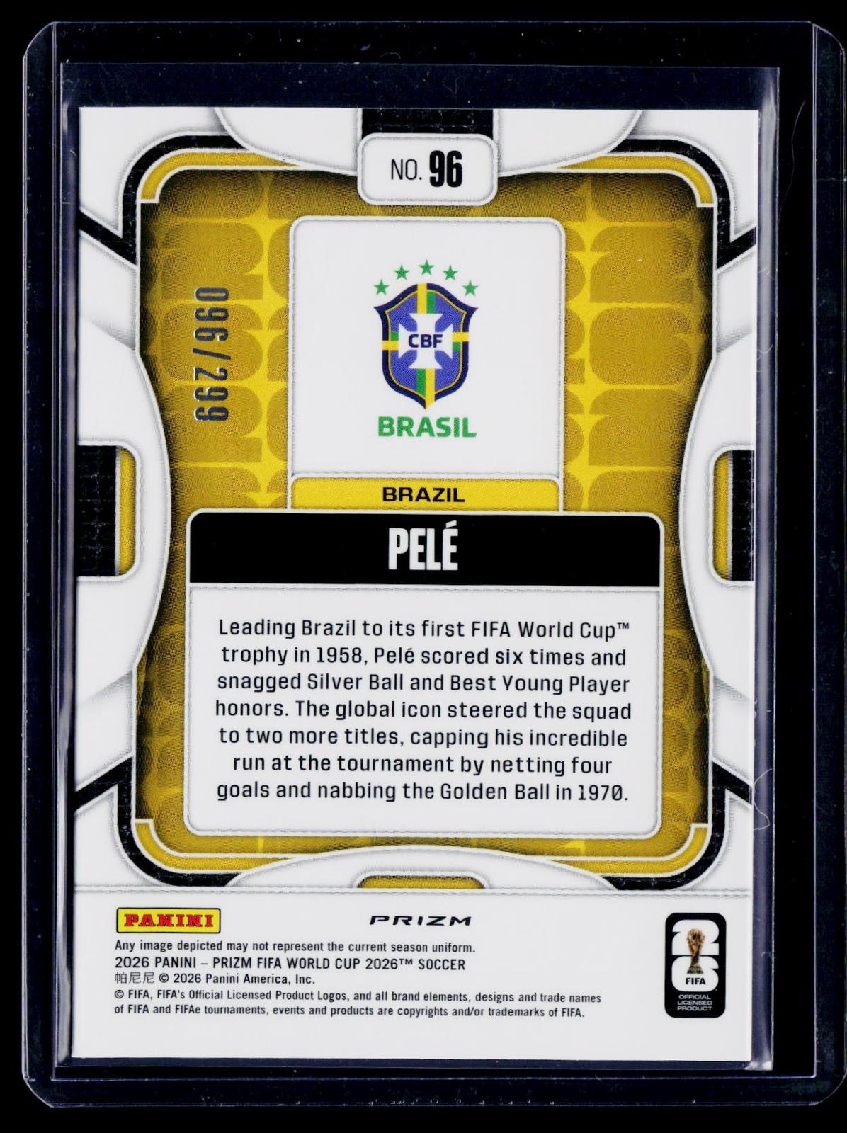 2026 Panini Prizm FIFA World Cup #96 Pele Purple Hyper Prizm #/299