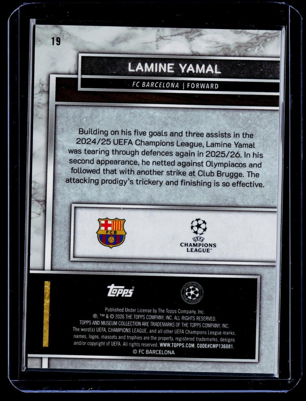 2024-25 Topps Museum Collection UEFA Club Competitions #19 Lamine Yamal