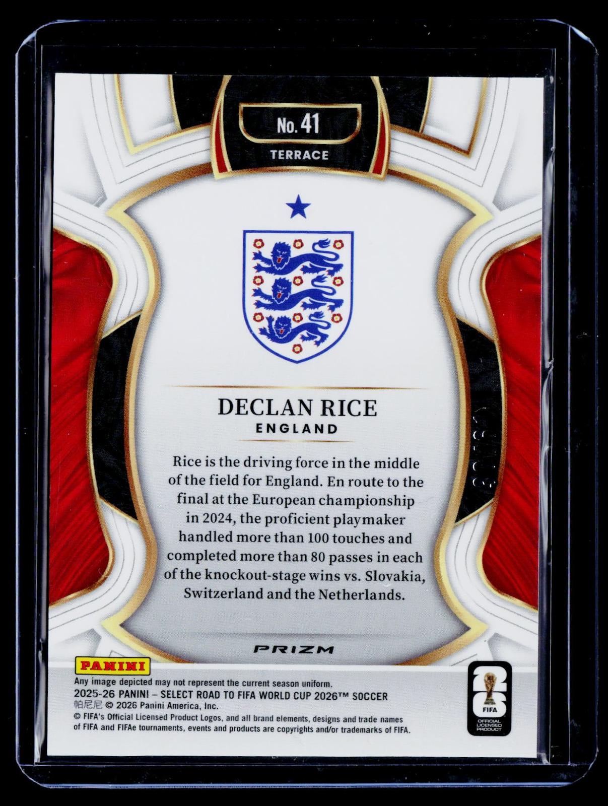 2025-26 Panini Select Road to FIFA World Cup #41 Declan Rice /61 Logo Prizm /61