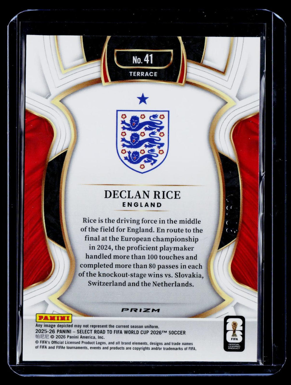 2025-26 Panini Select Road to FIFA World Cup #41 Declan Rice /61 Logo Prizm /61