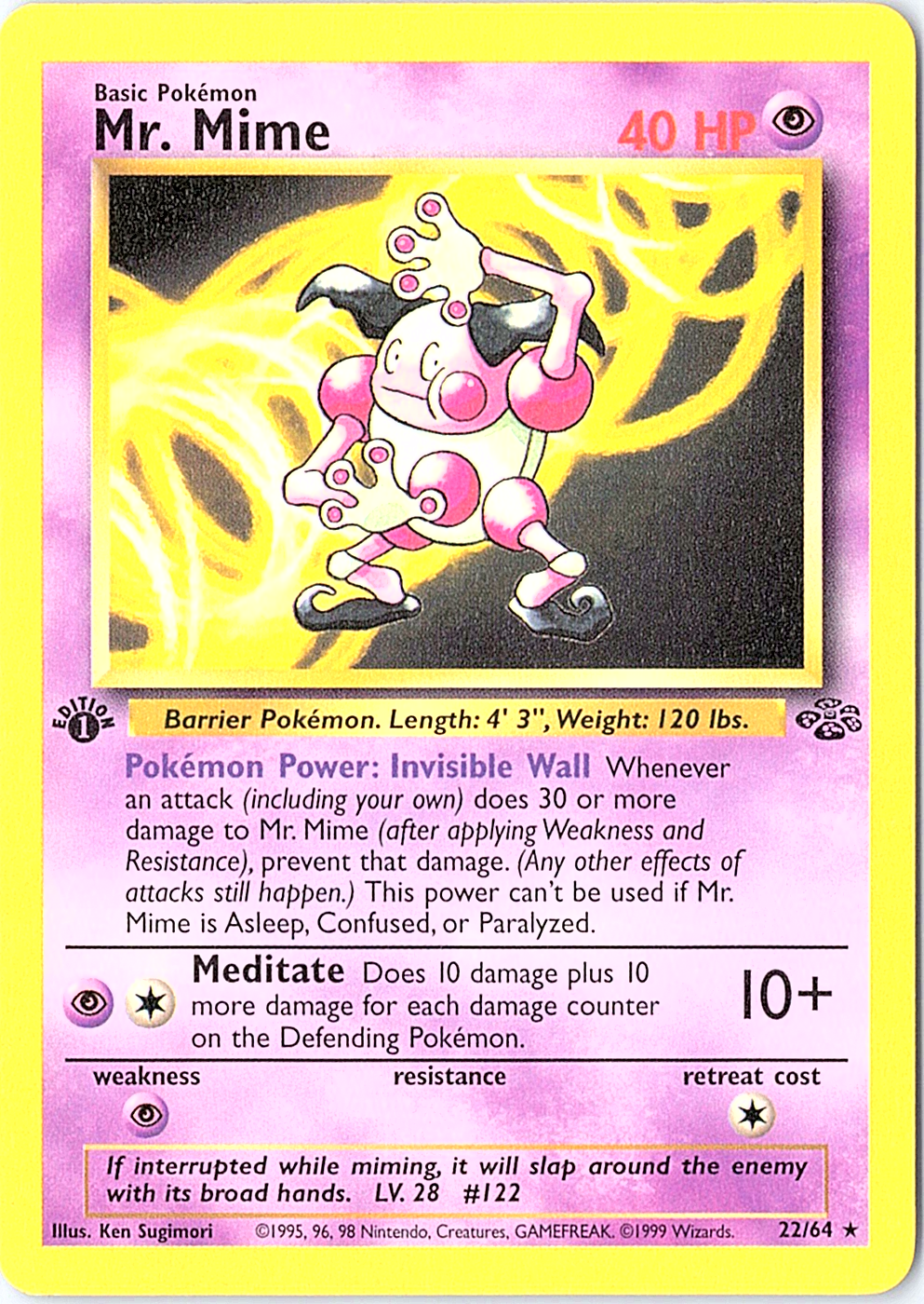 Mr. Mime (22) Rare Jungle 22/64 1st Edition NM